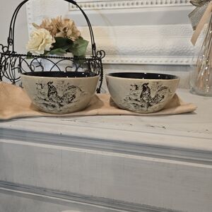 Pfaltzgraff Stoneware HOMESPUN ROOSTER Soup or Cereal Bowl Set of 2, Like New